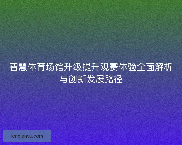 智慧体育场馆升级提升观赛体验全面解析与创新发展路径